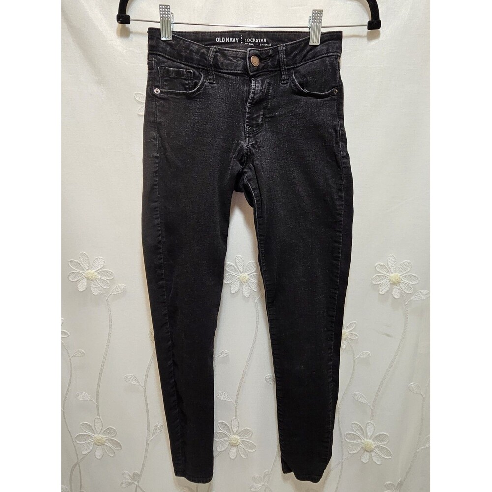 Old Navy Womens Size 2 Regular Black Jeans Rockstar Solid Stretch Basic Staple